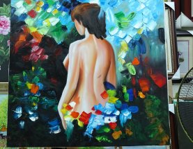 tranh sơn dầu cô gái